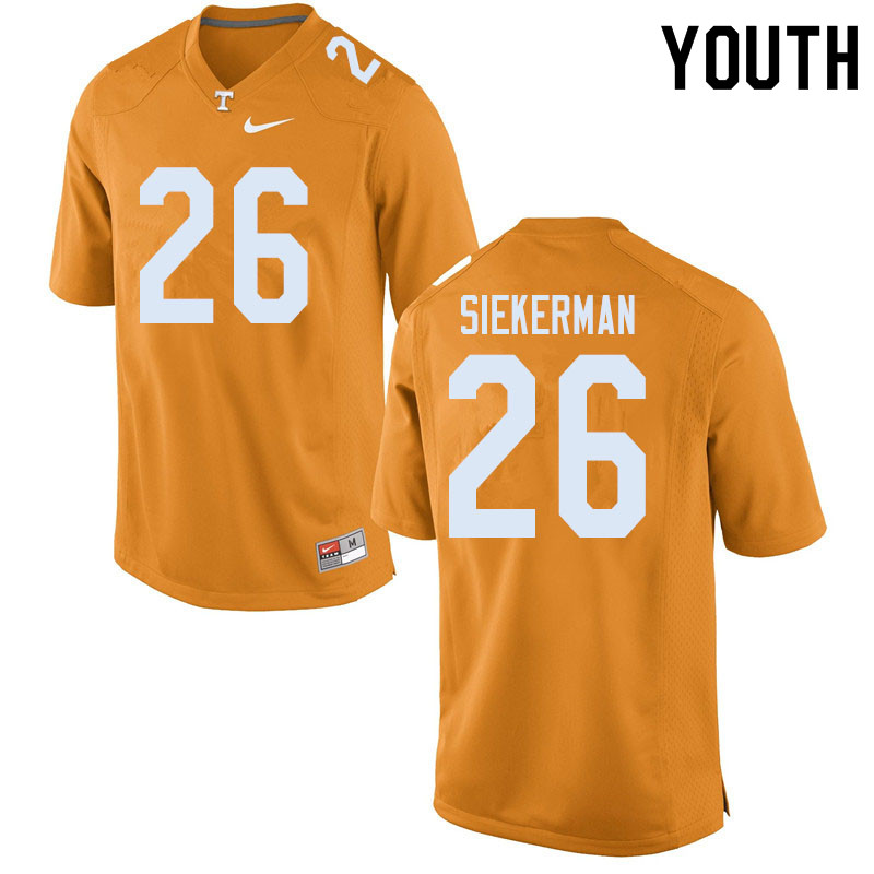 Youth #26 J.T. Siekerman Tennessee Volunteers College Football Jerseys Sale-Orange - Click Image to Close